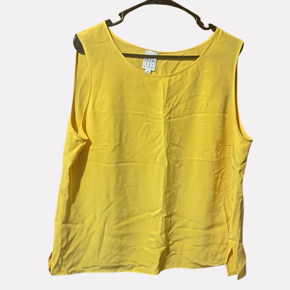 Due Per Due 18W Yellow 100% Silk Tank Blouse Quiet Luxury Minimalist Capsule